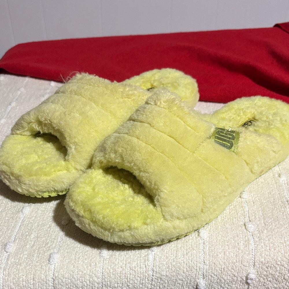UGG Soft Yellow Fluffy Slippers